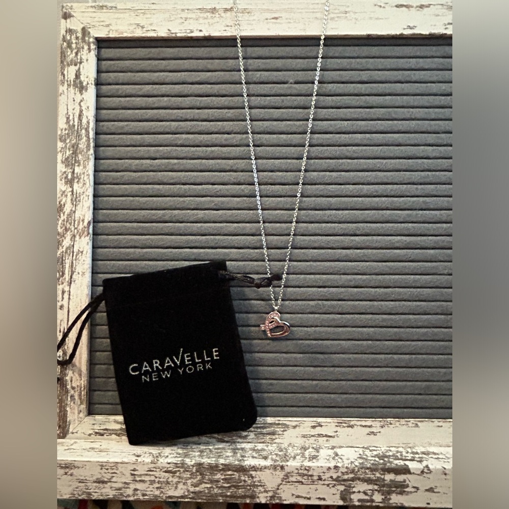 Caravele New York Heart Ribbon Breast Cancer Necklace